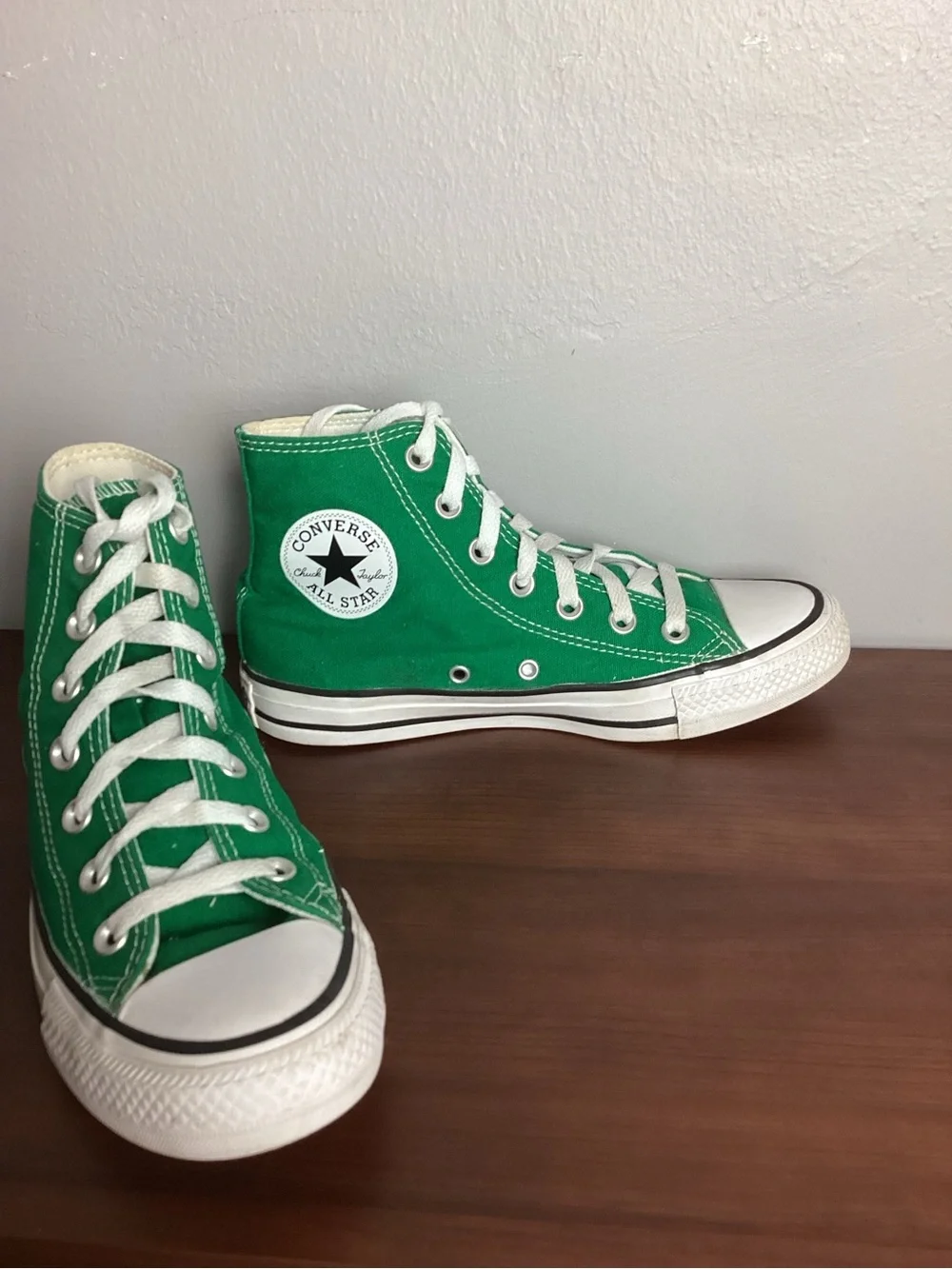 Converse Green Chuck Taylor High-Top Canvas Sneakers with White Trim